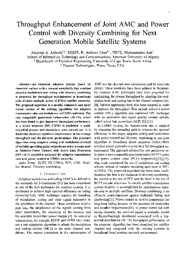 (PDF) Throughput enhancement of joint AMC and power control with ...
