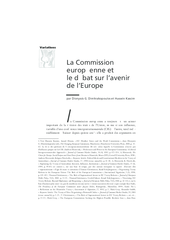 (PDF) La Commission européenne et le débat sur l'avenir de l'Europe