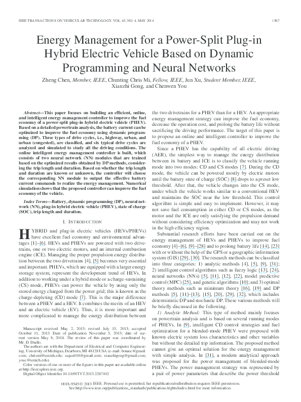 (PDF) Energy Management for a Power-Split Plug-in Hybrid Electric ...