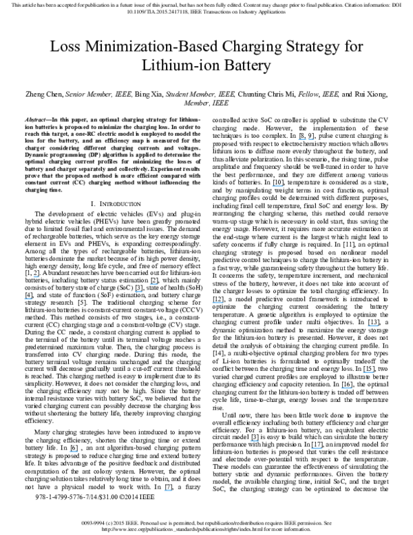 (PDF) Loss Minimization Based Charging Strategy Research for Lithium ...