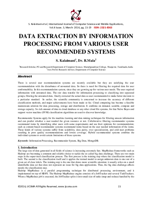 (PDF) DATA EXTRACTION BY INFORMATION PROCESSING FROM VARIOUS USER ...