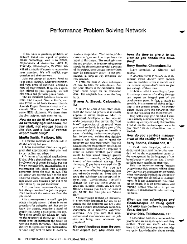 (PDF) Performance problem solving network