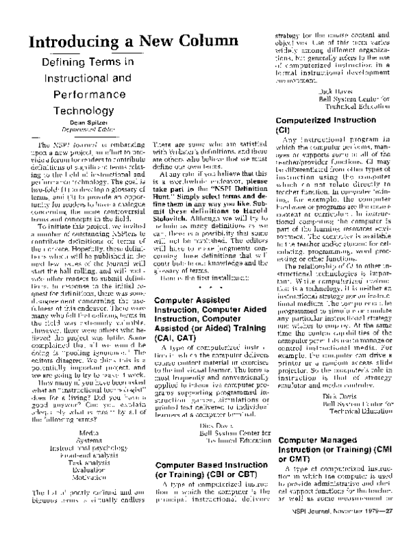 (PDF) Introducing a new column: Defining terms in instructional and ...