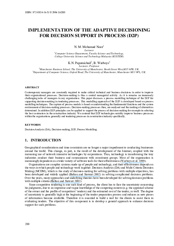 (PDF) Implementation of the Adaptive Decisioning for Decision Support ...