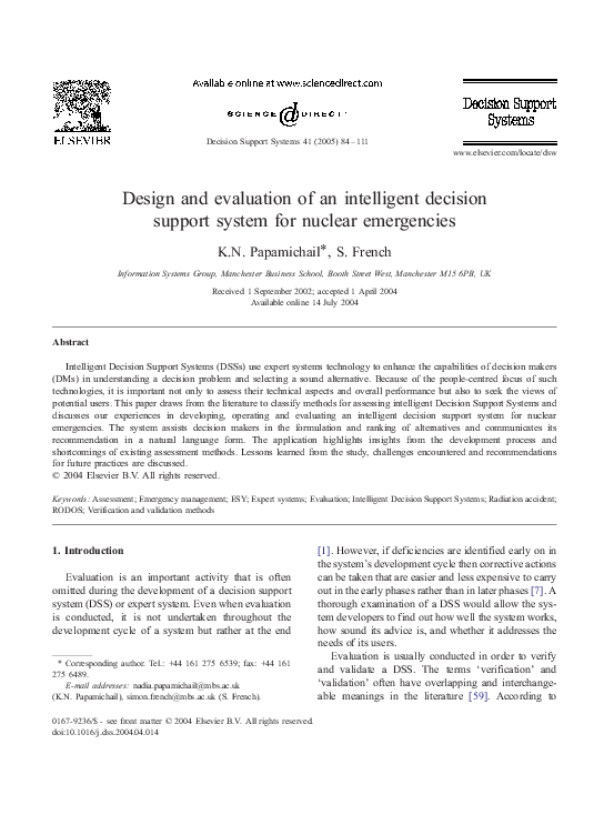 (PDF) Design and evaluation of an intelligent decision support system ...