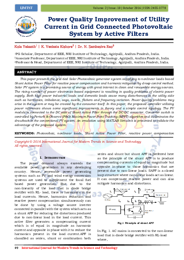 (PDF) Power Quality Improvement of Utility Current in Grid Connected ...