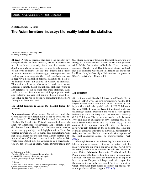 (PDF) The Asian furniture industry the reality behind the statistics