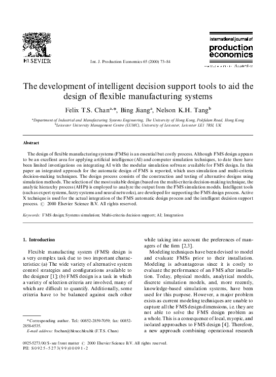 (PDF) The development of intelligent decision support tools to aid the ...