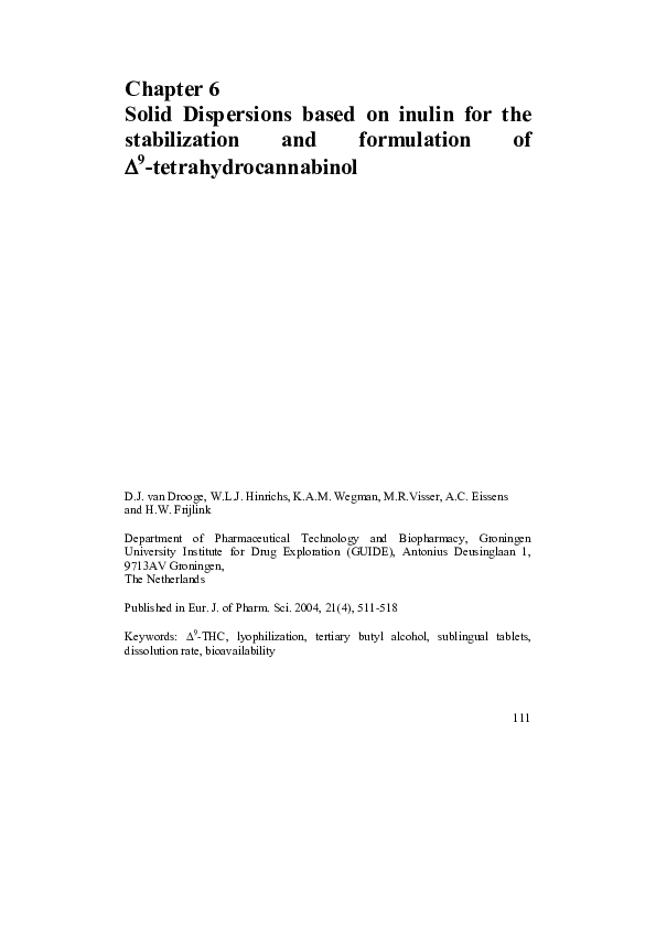(PDF) Solid dispersions based on inulin for the stabilisation and ...