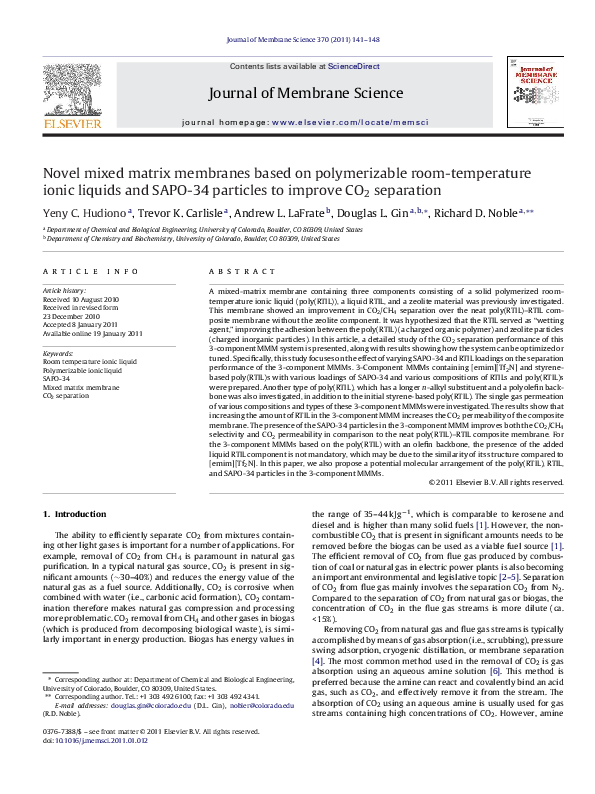 (PDF) Novel mixed matrix membranes based on polymerizable room ...