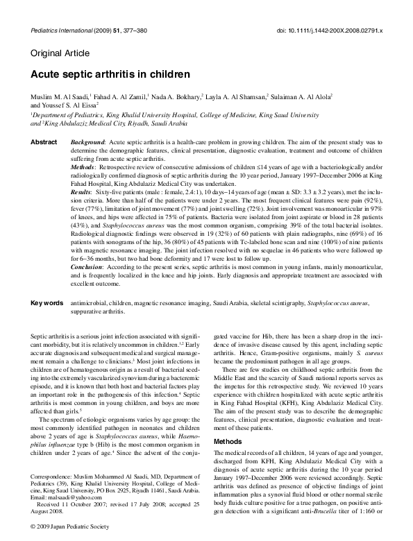 Shoulder septic arthritis image
