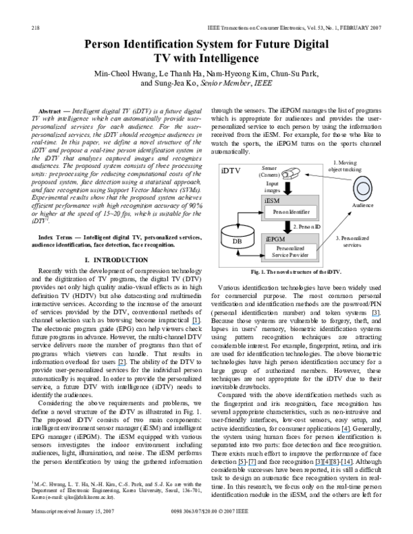(PDF) Person identification system for future digital tv with intelligence