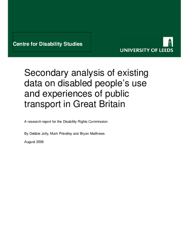 (PDF) Secondary analysis of existing data on disabled people's use and ...
