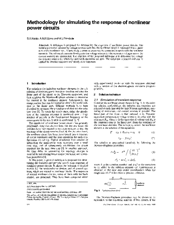 (PDF) Methodology for simulating the response of nonlinear power circuits