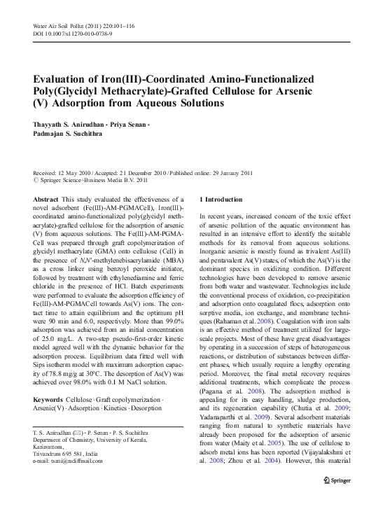 (PDF) Evaluation of Iron(III)Coordinated AminoFunctionalized Poly