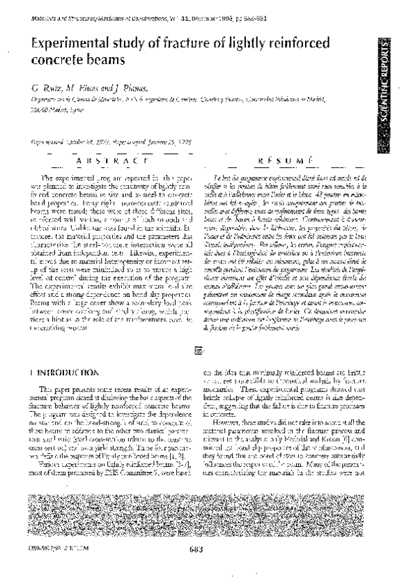 (PDF) Experimental study of fracture of lightly reinforced concrete beams