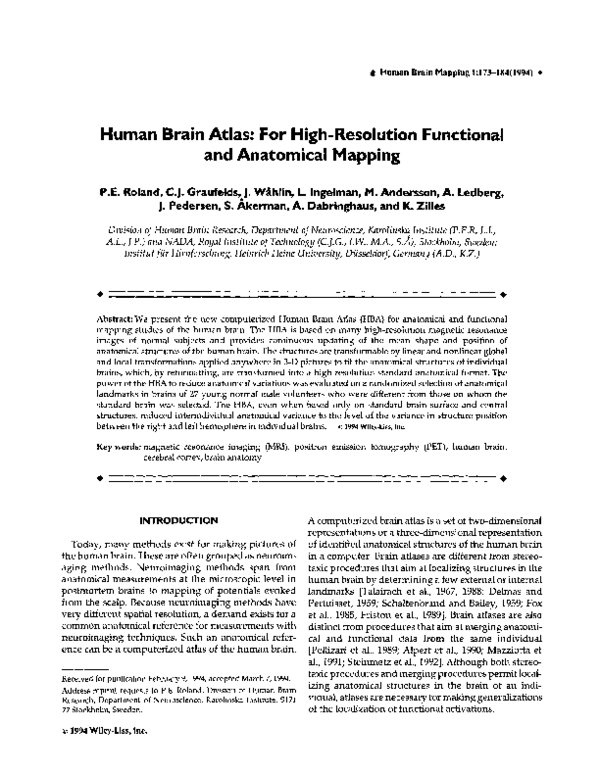 (PDF) Human brain atlas: For high-resolution functional and anatomical ...
