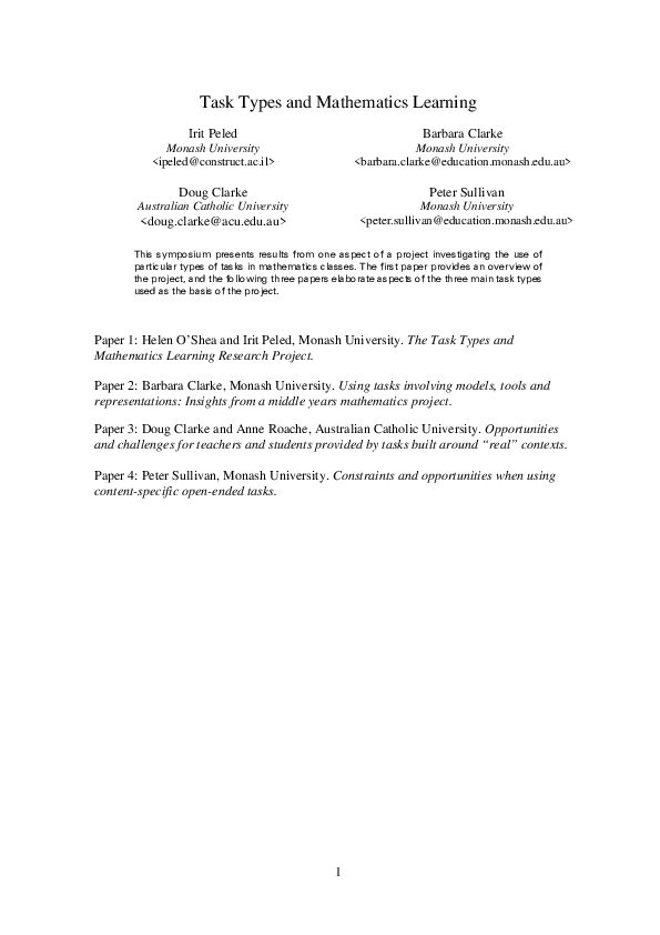 (PDF) Task Types and Mathematics Learning