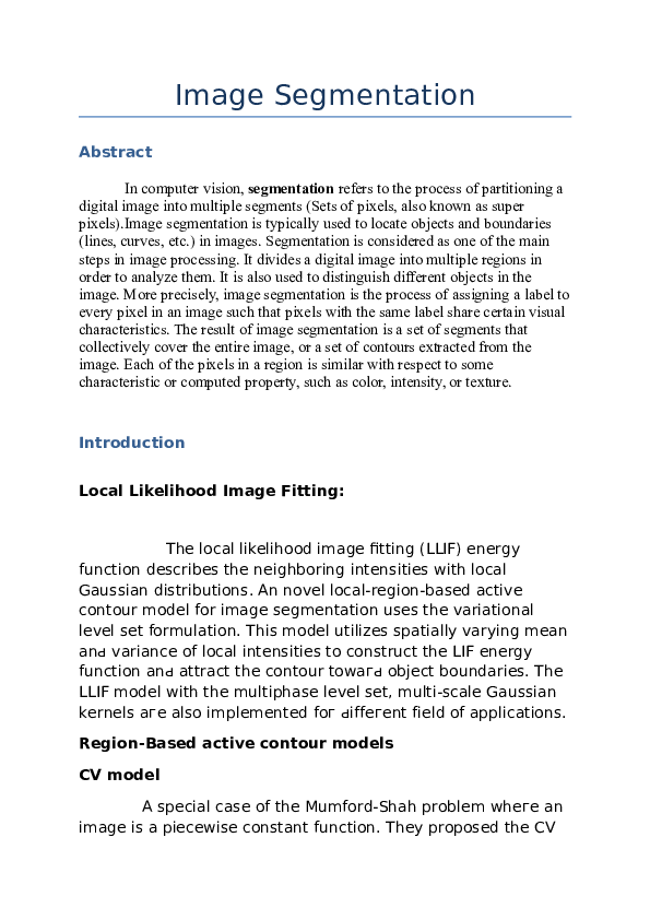 (DOC) Image Segmentation final