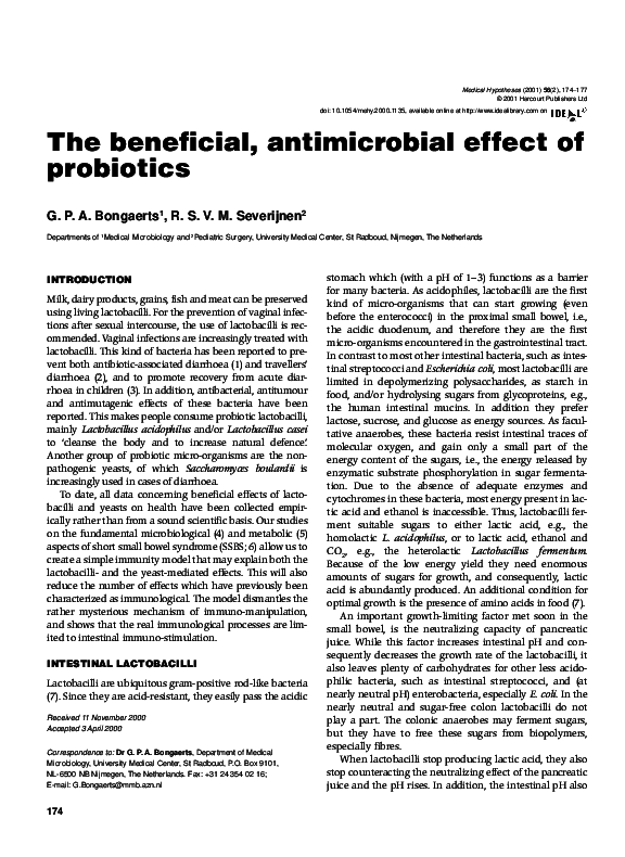 (PDF) The beneficial, antimicrobial effect of probiotics