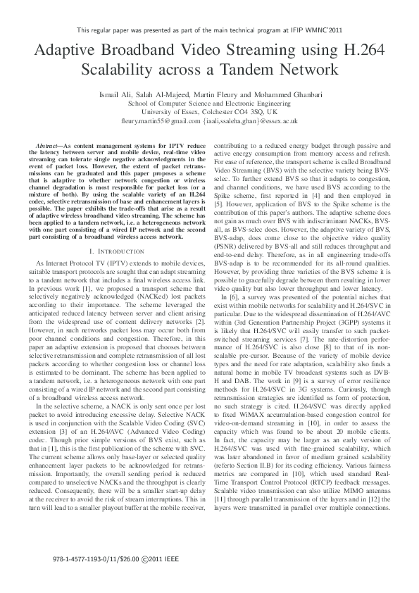 (PDF) Adaptive broadband video streaming using H.264 scalability across ...