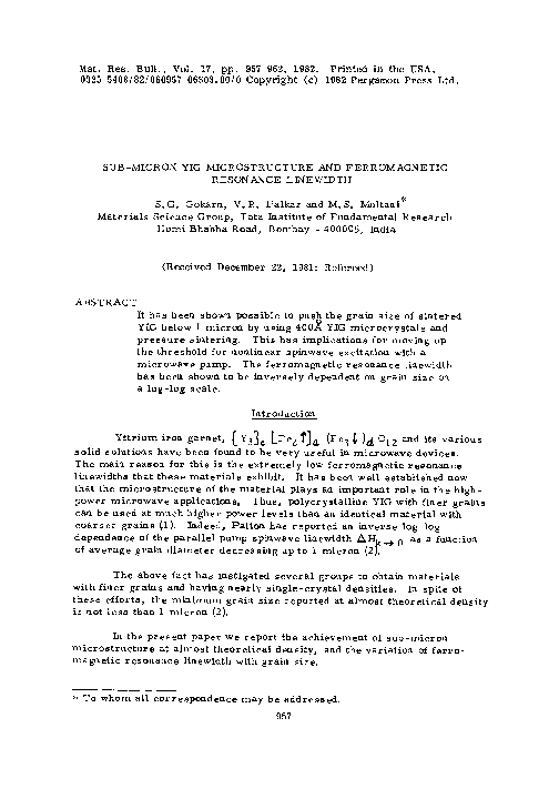 (PDF) Sub-micron YIG microstructure and ferromagnetic resonance linewidth