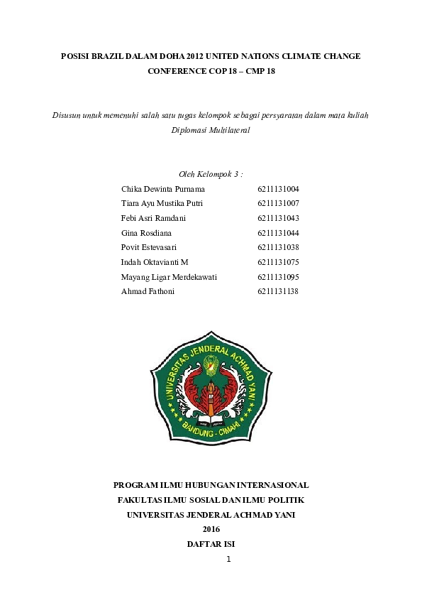 (DOC) BRAZIL DALAM DOHA 2012 UNITED NATIONS CLIMATE CHANGE CONFERENCE ...
