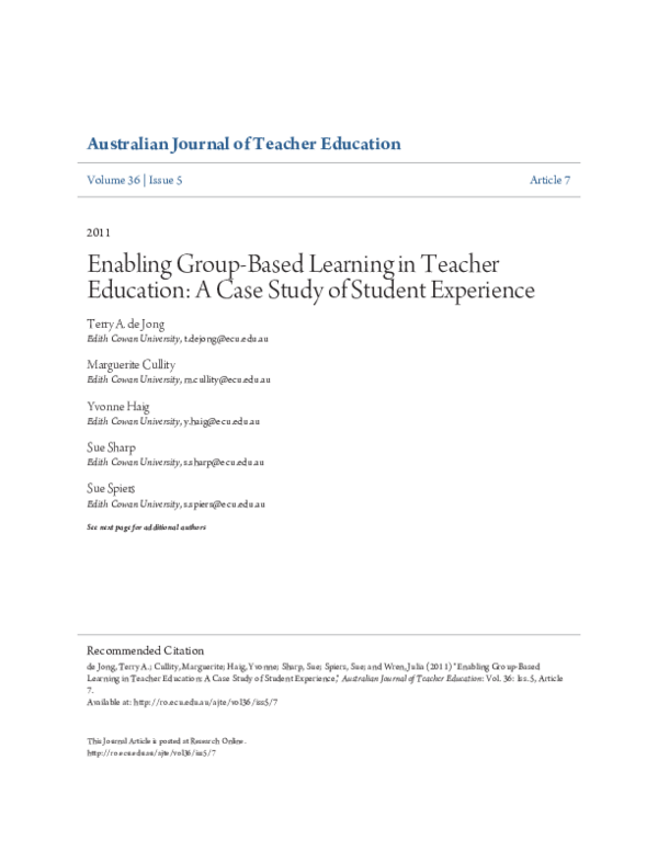 (PDF) Enabling Group-Based Learning in Teacher Education: A Case Study ...