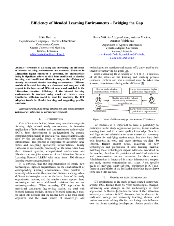 (PDF) Efficiency of blended learning environments — Bridging the gap