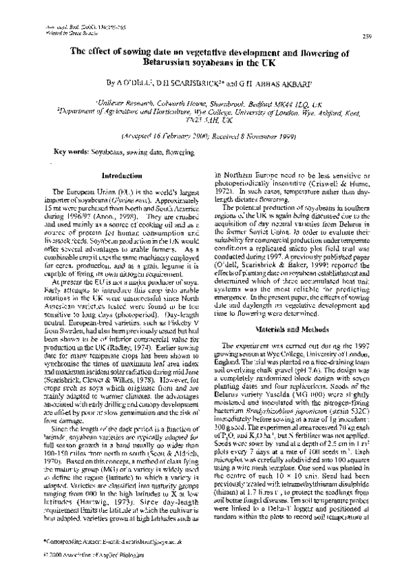 (PDF) The effect of sowing date on vegetative development and flowering ...