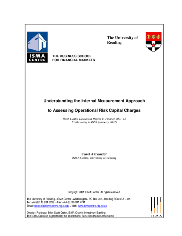 (PDF) Understanding the Internal Measurement Approach to Assessing