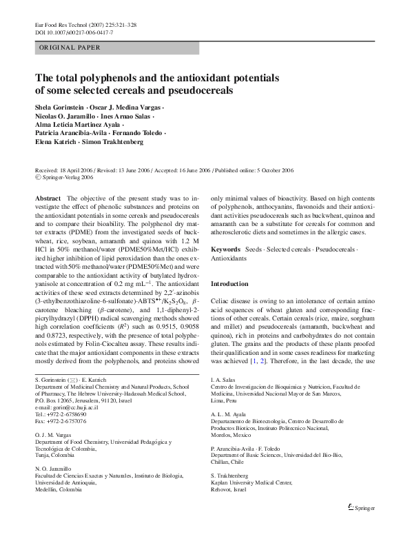 (PDF) The total polyphenols and the antioxidant potentials of some ...