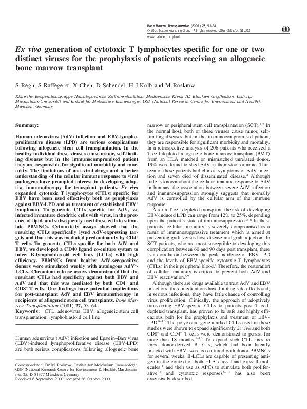 (PDF) Ex vivo generation of cytotoxic T lymphocytes specific for one or ...