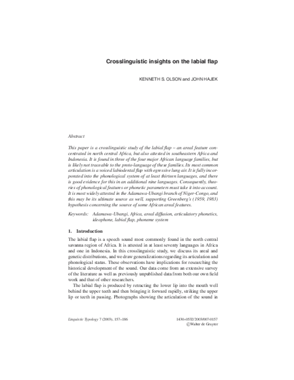 (PDF) Crosslinguistic insights on the labial flap