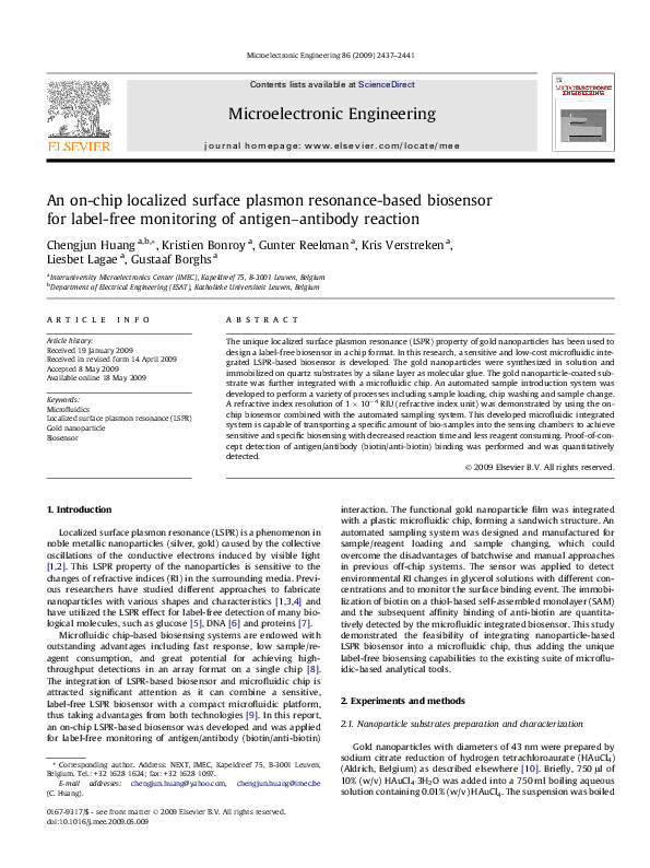 (PDF) An on-chip localized surface plasmon resonance-based biosensor ...
