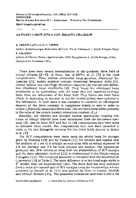 (PDF) Ab initio force field for thiazyl chloride