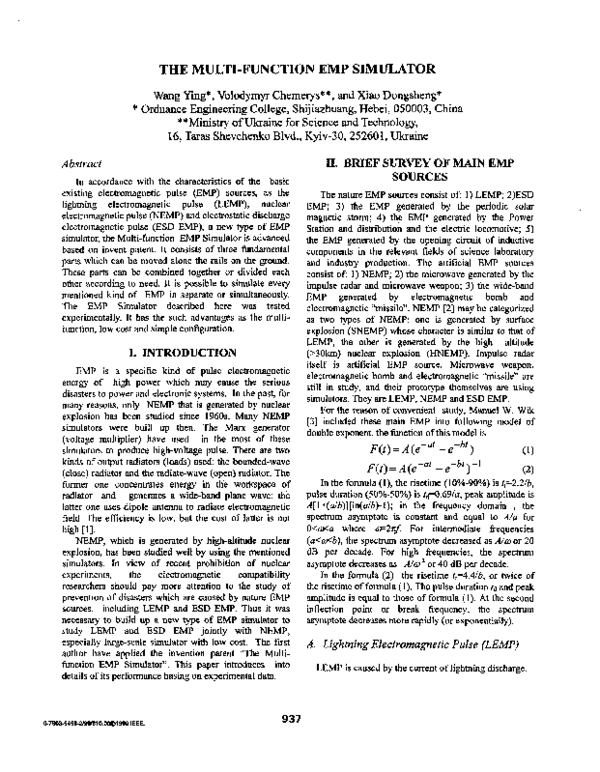 (PDF) The multi-function EMP simulator