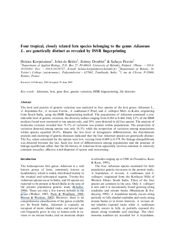(PDF) Applying DNA Barcodes to Identify Closely Related Species of