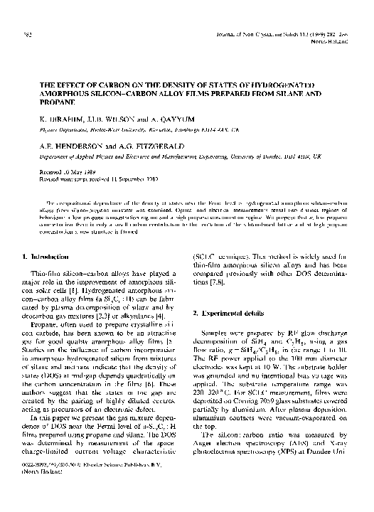 (PDF) The effect of carbon on the density of states of hydrogenated ...