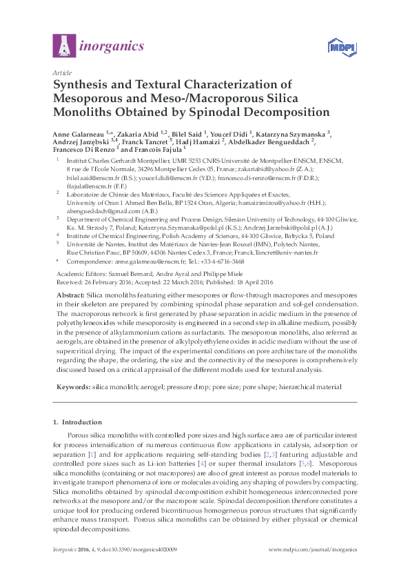 (PDF) Synthesis and Textural Characterization of Mesoporous and Meso ...