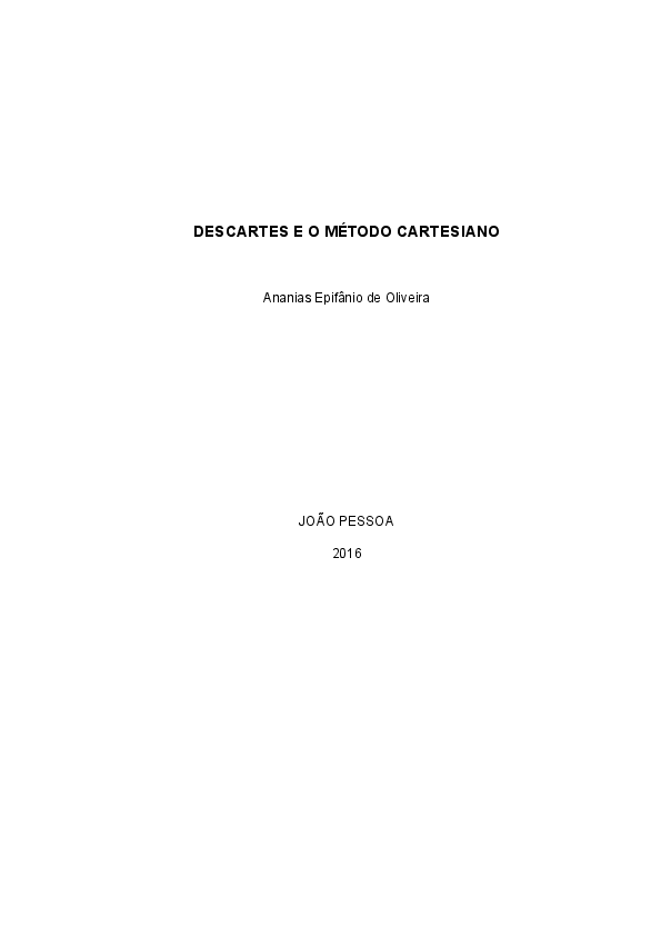 Pdf Descartes E O Método Cartesiano