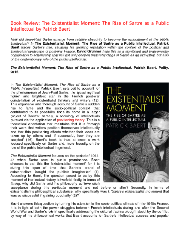 (PDF) Book Review: Baert's «The Existentialist Moment» for LSE Review ...