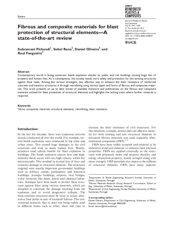 (PDF) Fibrous and composite materials for blast protection of ...