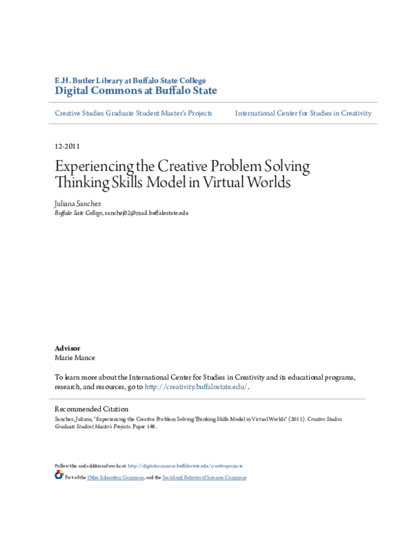 (PDF) Experiencing the Creative Problem Solving Thinking Skills Model ...