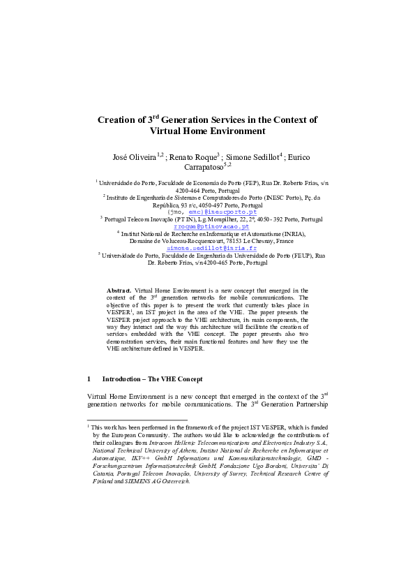 (PDF) Creation of 3rd Generation Services in the Context of Virtual ...