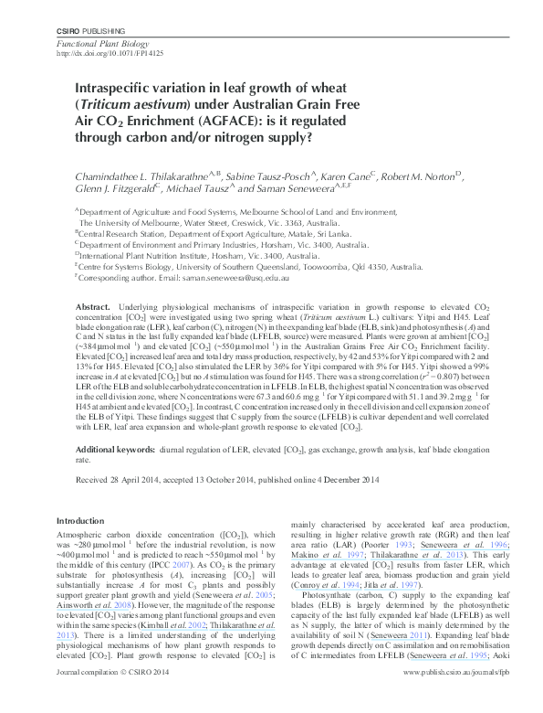 (PDF) Intraspecific variation in leaf growth of wheat (Triticum ...