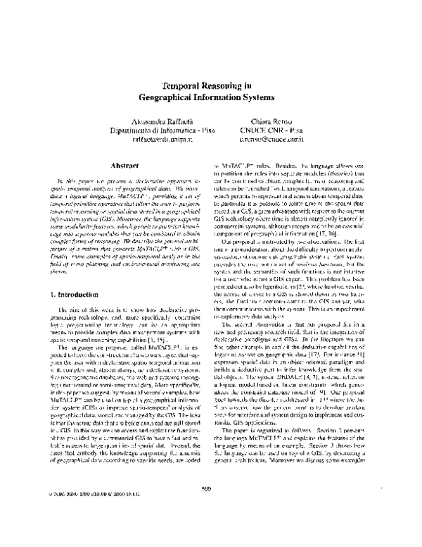 (PDF) Temporal Reasoning in Geographical Information Systems