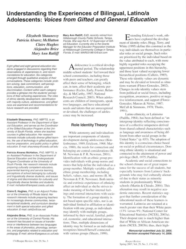 (PDF) Understanding the experiences of bilingual, Latino/a adolescents ...