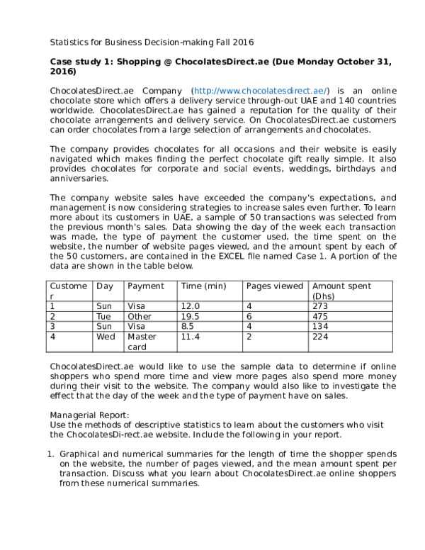 descriptive statistics report example