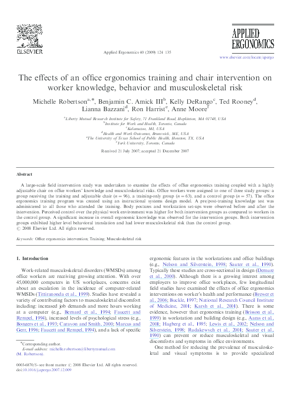 (PDF) The effects of an office ergonomics training and chair ...